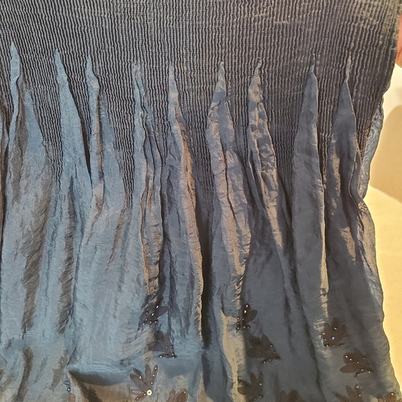 Skirt navy blue taffeta with rhinestones - Picture 2 of 3